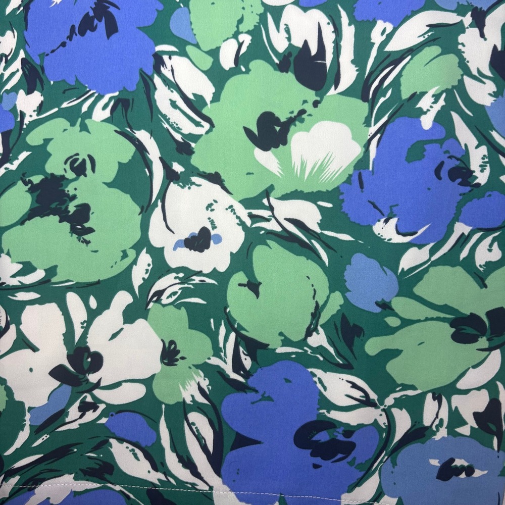 Molly Green Floral Mini Skirt Green Blue Botanical Print Side Slit Lined Size S - Picture 7 of 10